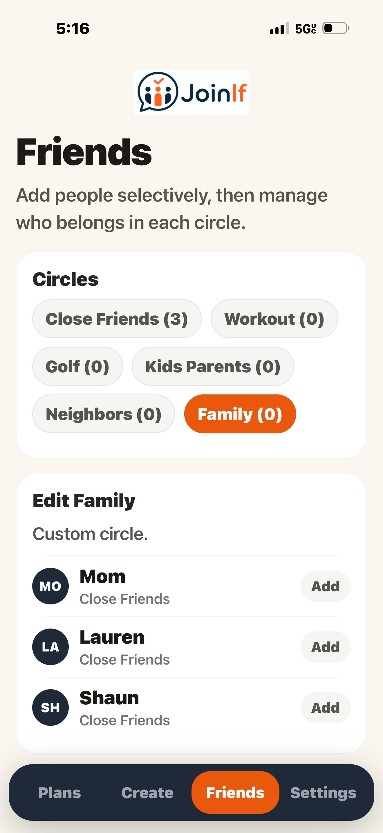 Friends screen